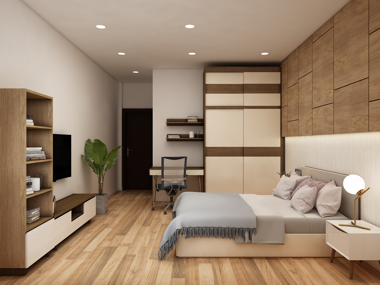 Phòng ngủ gỗ óc chó