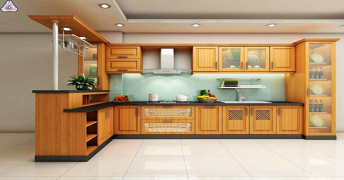 Phòng bếp gỗ óc chó