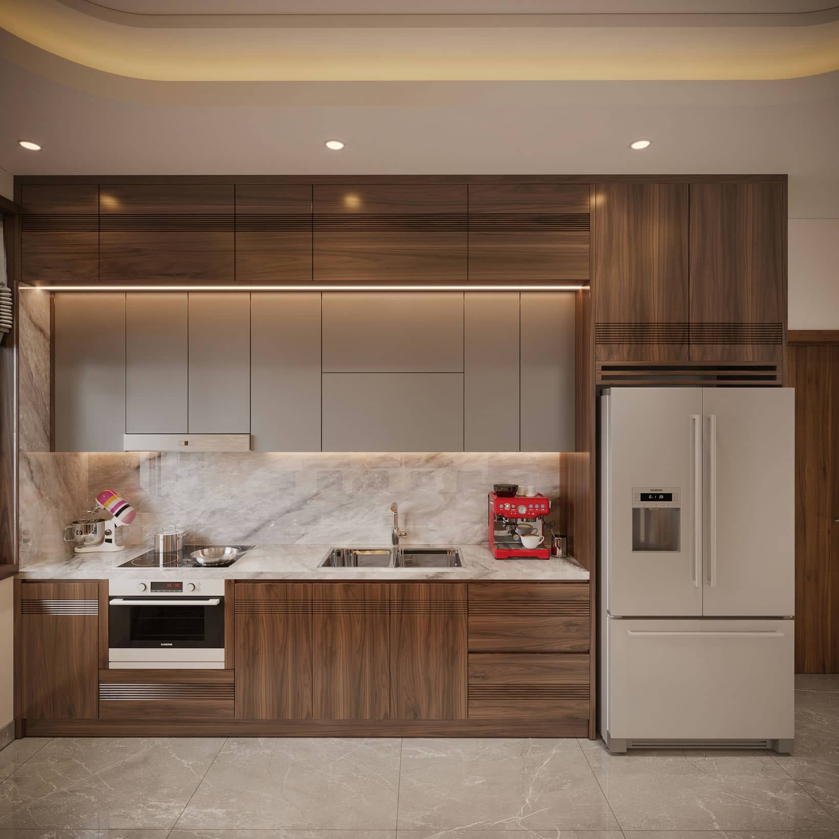 Thiết kế nội thất biệt thự gỗ óc chó 256m2_ Chị Ly
