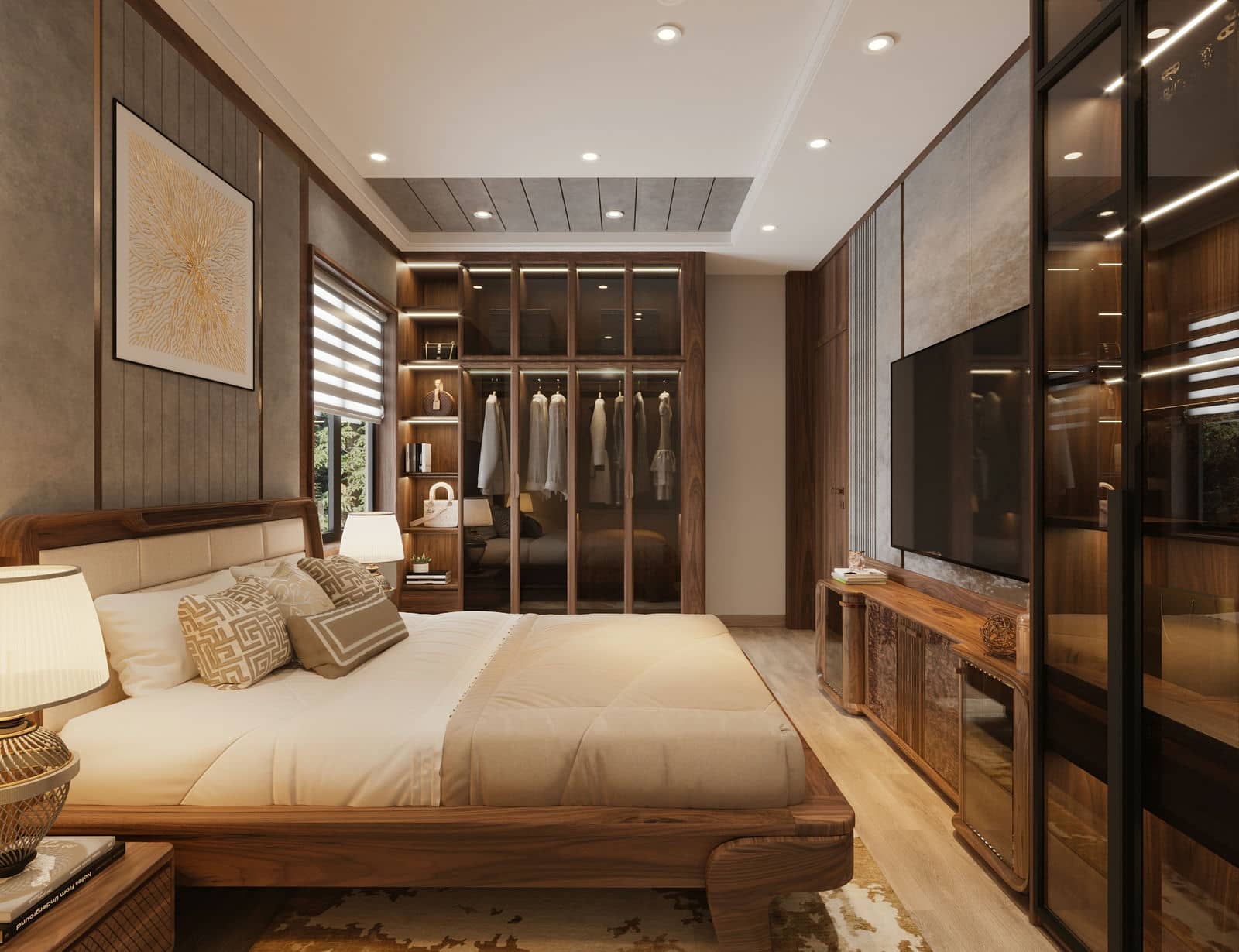 Thiết kế nội thất biệt thự gỗ óc chó 256m2_ Chị Ly