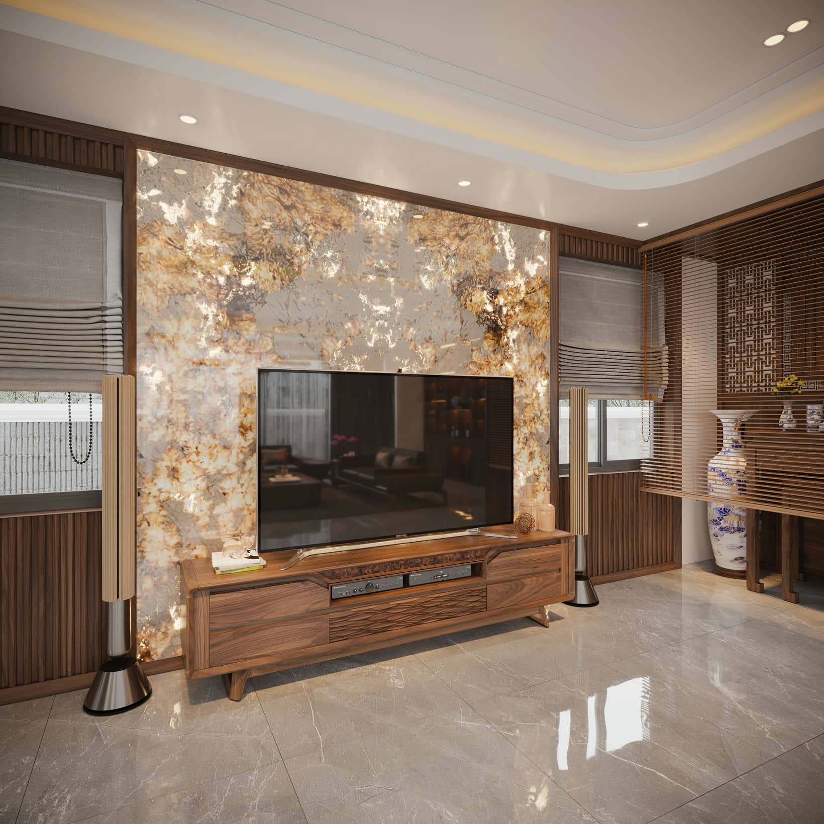 Thiết kế nội thất biệt thự gỗ óc chó 256m2_ Chị Ly